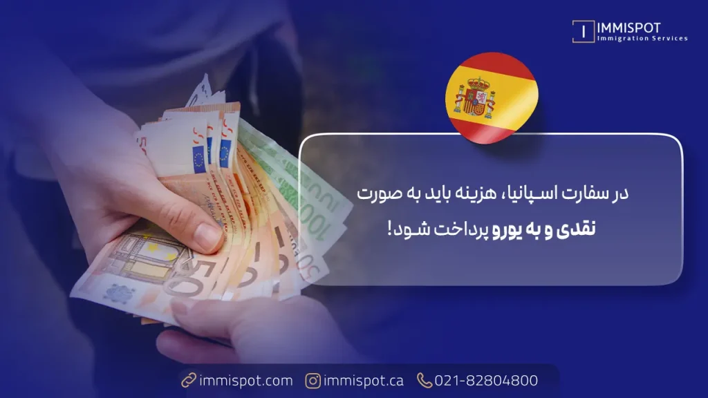 هزینه سفارت اسپانیا برای صدور ویزا