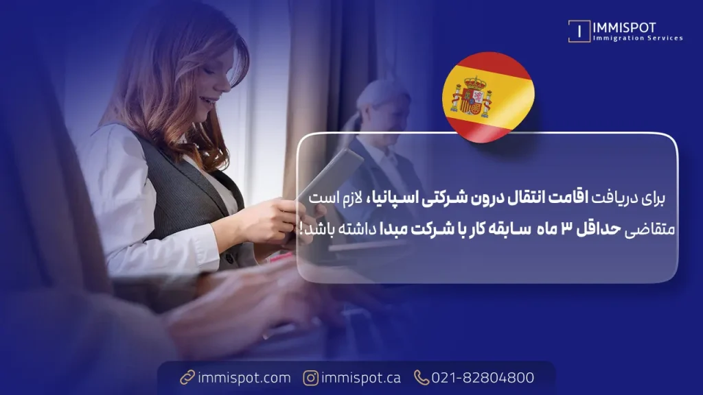 شرایط متقاضی ویزای انتقال درون شرکتی اسپانیا